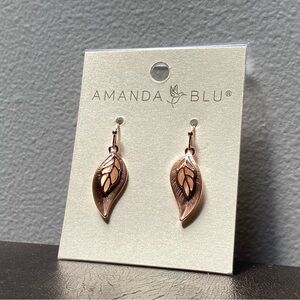 NWT Amanda Blu Rose Gold Leaf Earrings